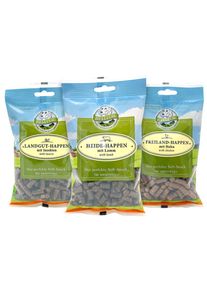 Mix 3 Soft snacks for dogs - Freiland-Happen with chicken + Heide-Happen with lamb + Landgut-Happen with black soldier fly