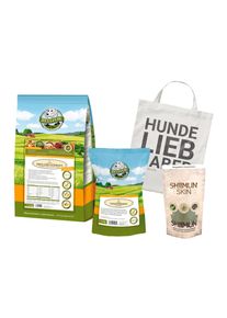 Cavalier King Charles Spaniel Food Set - Freiland-Schmaus 2,5 kg + Shiimun Skin 50g + Dry Chicken Strips 100g + 1 Jute bag