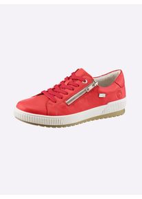 Remonte Dames Sneaker met vetersluiting en ritssluiting in langoustine ,maat 42, Witt, 100% Glad leer