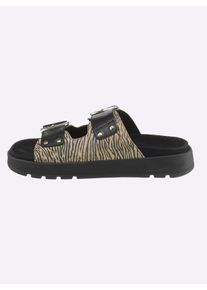 Caprice Damen Pantolette mit waschbarer Innensohle in schwarz-gemustert ,Gr&ouml;&szlig;e 40, Witt, 60% Veloursleder, 40% Glattleder