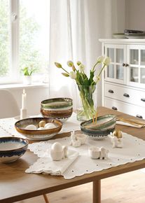 bonprix Textil szalv&eacute;t&aacute;k bio-pamutb&oacute;l, h&iacute;mz&eacute;ssel (2 db-os csomag), feh&eacute;r, Hossz/sz&eacute;l. 40 cm