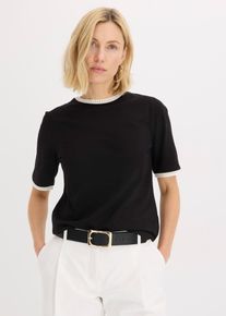 bonprix Bluzka z koronkową lam&oacute;wką, czarny, 40/42