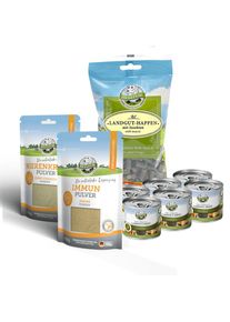 Aliments humides hypoallerg&eacute;niques dans un set de nourriture pour petits chiens