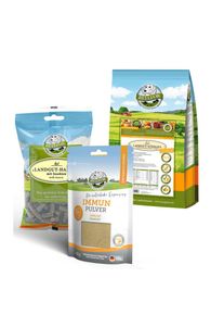 Ensemble de bras Purine pour chiens - Naturgut-Schmaus + Poudre Immunitaire + Landgut-Happen