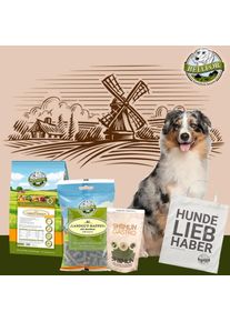 Set d'aliments pour chiens de taille moyenne ayant des probl&egrave;mes digestifs - Landgut-Schmaus + Landgut-Happen + Shiimun Gastro + Sac de jute