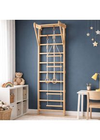 Juskys Gyerek fa l&eacute;tr&aacute;k v&iacute;zszintes r&uacute;ddal, gyűrűkkel, k&ouml;t&eacute;ll&eacute;tr&aacute;val