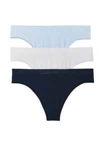 Tanga "THONG 3 PK", Damen, Gr. S (36), 3 Stk., shoreline, breezy blau, silber haze, Webqualit&auml;t, Obermaterial: 88% Polyamid, 11% Elasthan, 1% sonstige Fasern, Calvin Klein Underwear, k&ouml;rpernah, Unterhosen Tanga, Mit geradem Abschluss