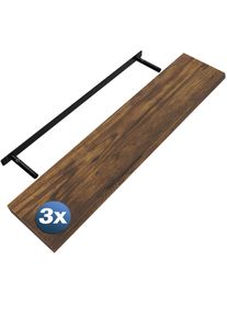 Casaria Estante de pared Estante suspendido 110cm juego de 3 roble oscuro + soporte