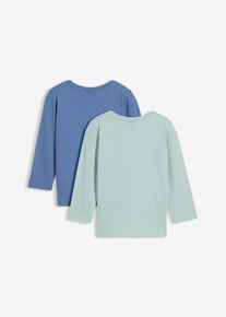 Maglia a maniche lunghe in puro cotone biologico (pacco da 2), Verde, Taglia 104, bonprix