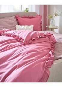 Biancheria da letto in linone con ruches, viola, Taglia 135x200 cm, bonprix