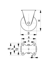 Blickle, M&ouml;belrollen, 924993 BH-ALB 200K-FS Stahlblech-Bockrolle Rad-Durchmesser 200 mm Tragf&auml;higkeit