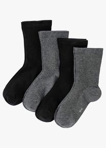 bonprix Șosete cu manșetă care nu str&acirc;nge (set/4 perechi), negru, 43-46
