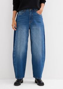 bonprix Női Barrel farmer High Waist, r&ouml;vid&iacute;tett, k&eacute;k, 48