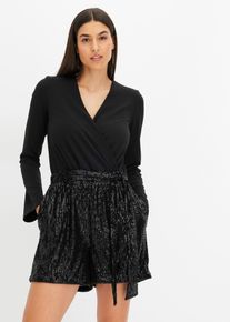 bonprix Női Over&aacute;l flitterekkel, fekete, 32/34