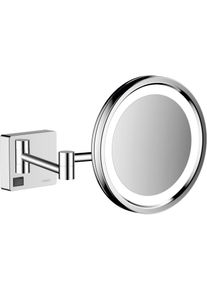 Hansgrohe AddStoris Rasierspiegel 41790000 3-fach Vergr&ouml;&szlig;erung, mit LED Beleuchtung, Wandmontage, chrom