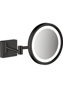 Hansgrohe AddStoris Kosmetikspiegel 41790670 3-fach Vergr&ouml;&szlig;erung, mit LED Leuchte, Wandmontage, schwarz matt