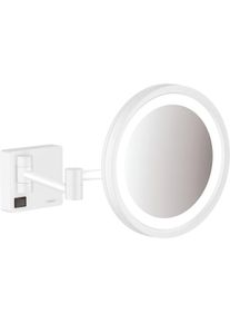 Hansgrohe AddStoris Rasierspiegel 41790700 3-fach Vergr&ouml;&szlig;erung, mit LED Leuchte, Wandmontage, wei&szlig; matt