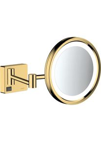 Hansgrohe AddStoris Rasierspiegel 41790990 3-fach Vergr&ouml;&szlig;erung, mit LED Leuchte, Wandmontage, polished gold optic