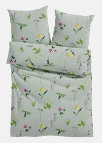 Parure de lit en coton m&eacute;lang&eacute; - vert - taille 135x200 cm avec coton - bonprix