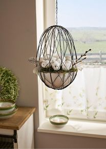 Corbeille d&rsquo;&oelig;ufs d&eacute;co &agrave; suspendre (ens. 27 pces) - blanc - taille 33 cm - bonprix