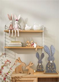 Lot de 2 figurines d&eacute;co lapins - beige - taille 39x8 cm - bonprix