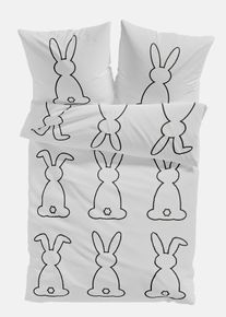 Parure de lit en coton m&eacute;lang&eacute; - blanc - taille 135x200 cm avec coton - bonprix