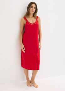 Chemise de nuit &agrave; dentelle - rouge - taille 58/60 (3XL) avec coton - bonprix