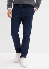 Pantalon chino extensible regular avec taille &eacute;lastique et ceinture droit - bleu - taille 58 avec coton - bonprix