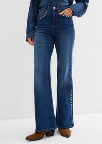 Jean flare taille haute avec rivets - bleu - taille 52 avec coton - bonprix