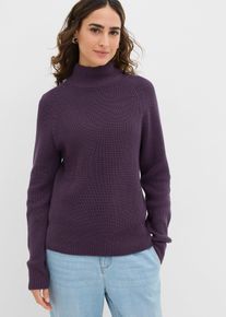 Pull en maille c&ocirc;tel&eacute;e 100% coton - violet - taille 50/52 (XL) - 100% coton - bonprix
