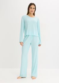 Pyjama l&eacute;ger &agrave; motif c&oelig;urs - bleu - taille 42/44 (M) avec coton - bonprix