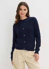 bonprix Női K&ouml;t&ouml;tt kardig&aacute;n viszk&oacute;z kever&eacute;kből, k&eacute;k, 48/50