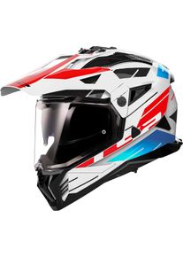 LS2 MX702 Pioneer II Namib, casque enduro , couleur: Blanc/Bleu/Rouge , taille: S