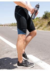 Heren Fietsbroek met zitkussen in zwart/middenblauw ,maat 48/50, Witt, 80% Polyamide, 20% Elastan