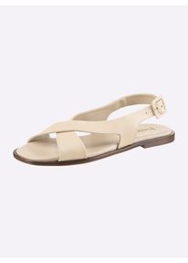 Heine Dames Sandalen in cr&egrave;me ,maat 36, Witt, 100% Runderleer