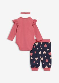 bonprix Set format din body + pantaloni + bentiță din bumbac organic 100% (set/3 piese), mov, 92/98