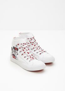 bonprix Disney Mickey Mouse High-Top-Sneaker aus Baumwoll-Canvas, wei&szlig;