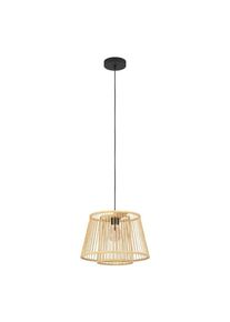 Eglo H&auml;ngeleuchte &raquo;HYKEHAM Pendellampe, Stahl und Holz, E27, H&auml;ngelampe, Flurlampe, Lampe&laquo; E27 1 Stk. H&auml;ngeleuchte Hykeham schwarz Holz natur 1X40W H: