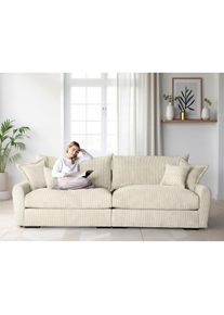 Home Affaire Big-Sofa &raquo;Finka, Breite 190 cm&laquo; Mega-Sofa, Cord oder Chenille-Struktur, mit Federkern & 4 Zierkissen