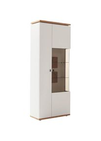 MCA furniture Vitrine &raquo;Matadi Vitrine&laquo; 1 Stk. tlg. Vitrine,Glasschrank,Wei&szlig;,Holzabsetzung, 2 T&uuml;ren,ged&auml;mpft,B: 80cm