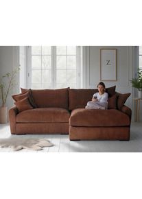 Home Affaire Ecksofa &raquo;Finca XL L-Form, Breite 190 cm&laquo; Mega-Sofa, Cord oder Chenille-Struktur, mit Federkern & 4 Zierkissen