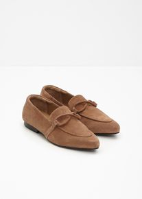 bonprix Femei Pantofi loafer din piele &icirc;ntoarsă, maro, 39