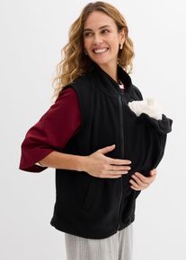 bonprix Femei Vestă de gravide 3 &icirc;n 1, cu inserție pentru purtarea bebelușului, din fleece, negru, 48/50