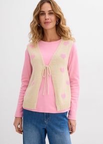 bonprix Femei Vestă tricotată din amestec de bumbac, bej, 40/42