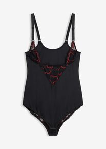 Body med spets och l&auml;tt formande effekt - svart - storlek 44 - bonprix