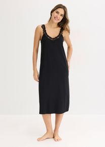 Nattlinne med spets - svart - storlek 44/46 (L) - bonprix