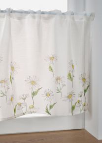 Caf&eacute;gardin med blomm&ouml;nster - vit - storlek 30x90 cm - bonprix