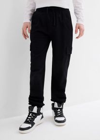 Joggingbyxa med cargofickor - svart - storlek 140/146 - bonprix
