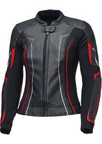 Held Debbie 3, veste en cuir perfor&eacute; femmes , couleur: Noir/Rouge N&eacute;on/Blanc , taille: 34