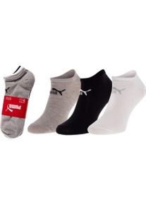 Puma, Damen, Sportsocken, Sneaker Invisible Sneaker Boot Socken (3er Pack) - Grau/Weiss/Schwarz, EU-35-38 (35 - 38), Mehrfarbig
